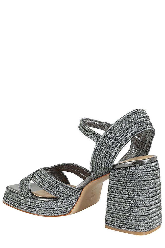 Castañer Valle Interwoven Metallic Slingback Sandals