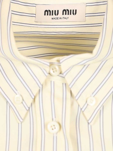 Miu Miu Logo-Embroidered Buttoned Striped Shirt