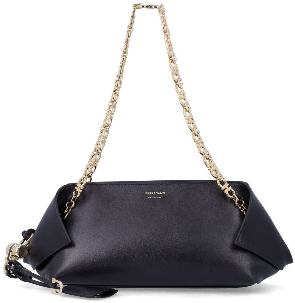 Ferragamo Logo Printed Chain-Linked Shoulder Bag