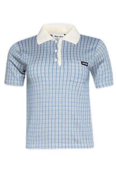 Miu Miu Checked Knitted Polo Shirt