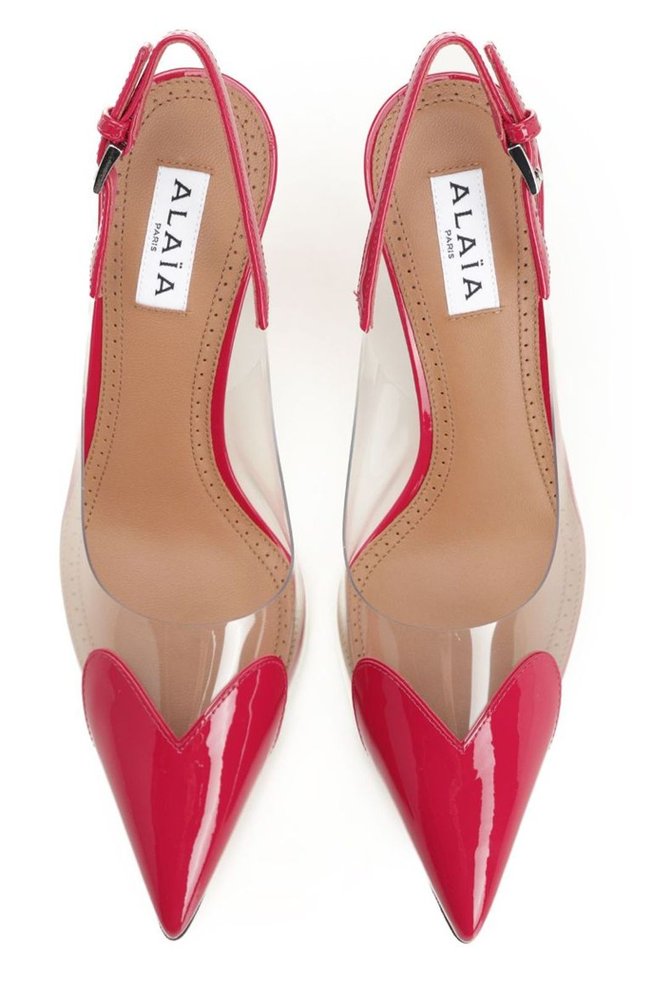 Alaïa Le Coeur Pointed Toe Slingback Pumps