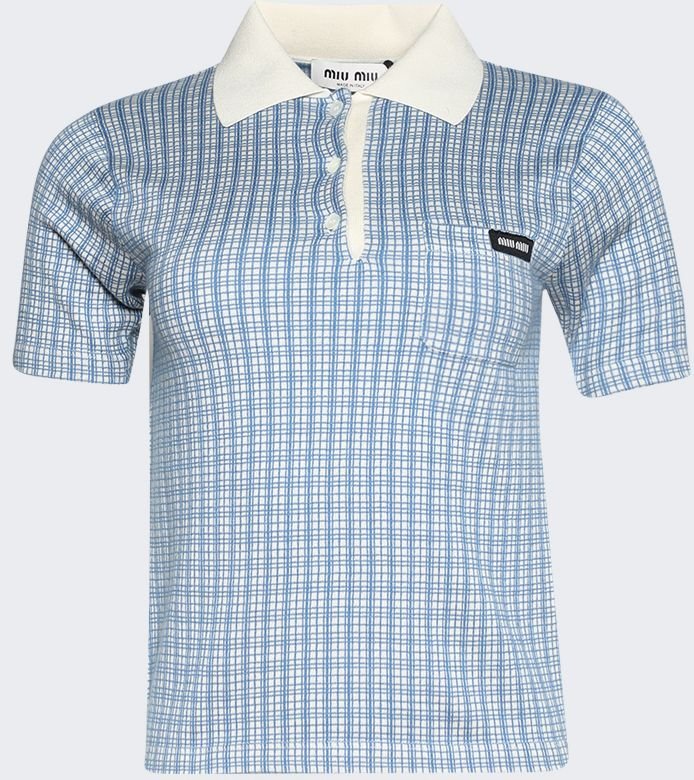 Miu Miu Checked Knitted Polo Shirt