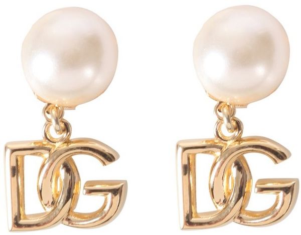 Dolce & Gabbana Embellished Logo Charm Earrings