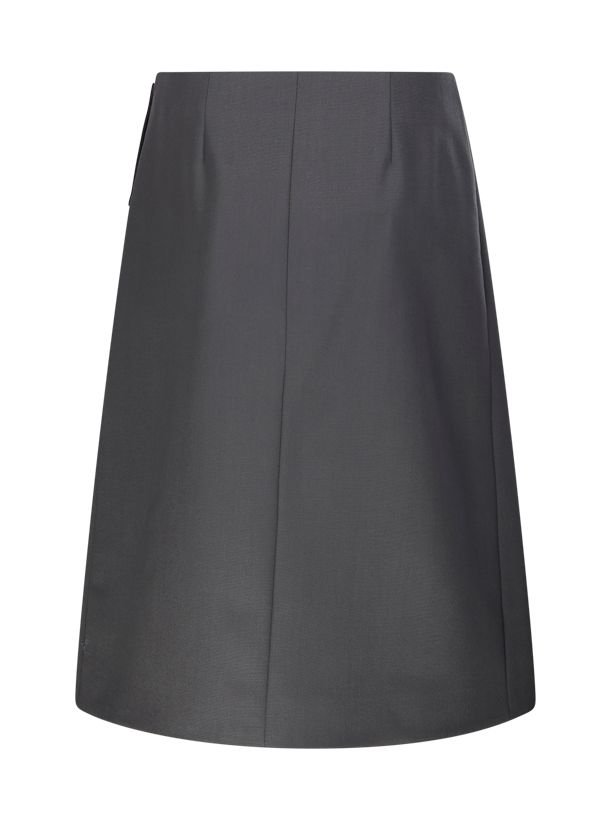 AMI Belted Wrap Midi Skirt