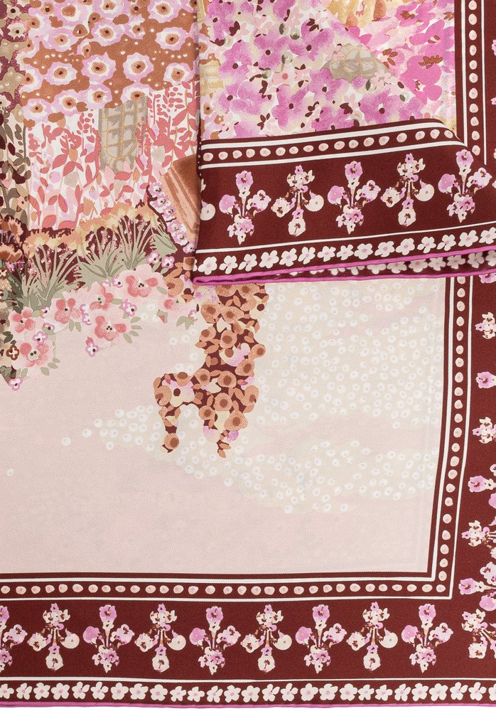 Ferragamo Logo Detailed Floral Scarf