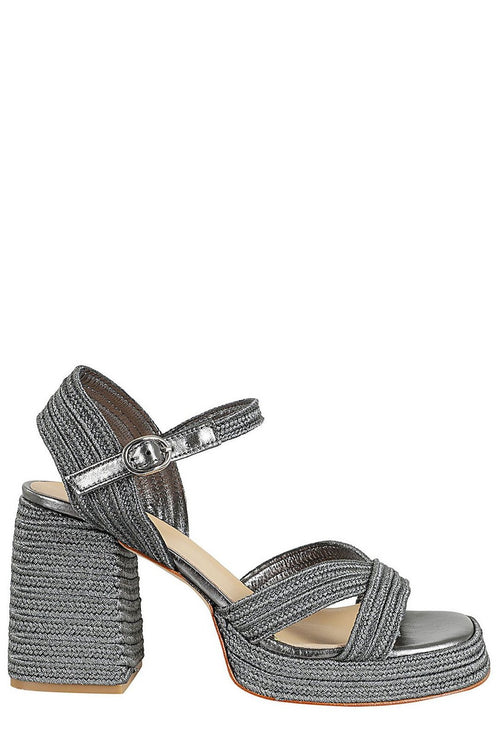 Castañer Valle Interwoven Metallic Slingback Sandals