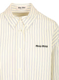 Miu Miu Logo-Embroidered Buttoned Striped Shirt