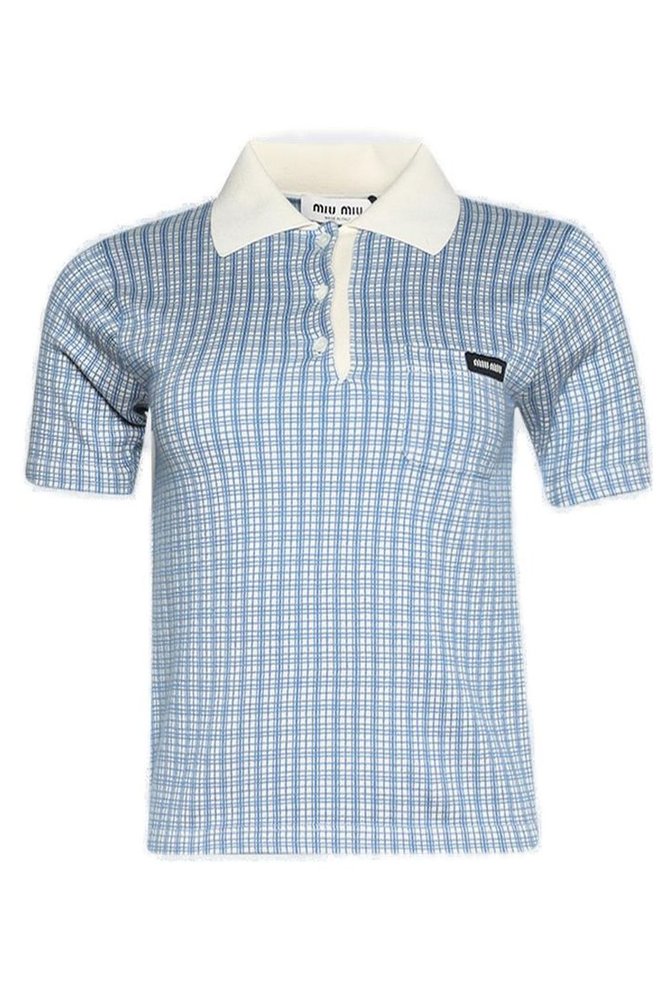 Miu Miu Checked Knitted Polo Shirt