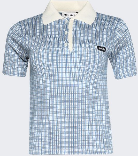 Miu Miu Checked Knitted Polo Shirt
