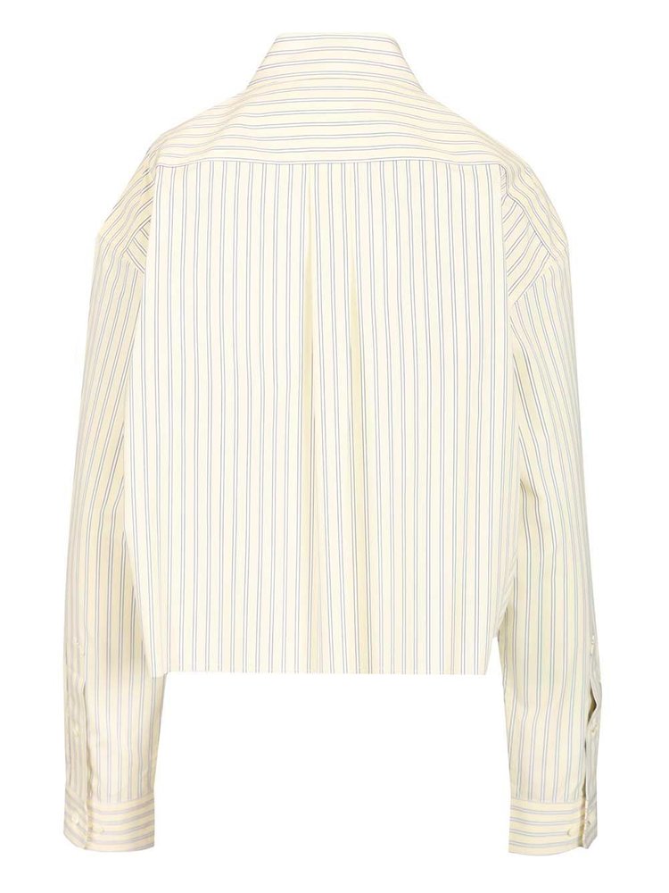 Miu Miu Logo-Embroidered Buttoned Striped Shirt