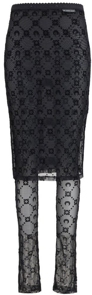 Marine Serre Moonogram Mesh Flocked Pant-Skirt