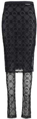 Marine Serre Moonogram Mesh Flocked Pant-Skirt