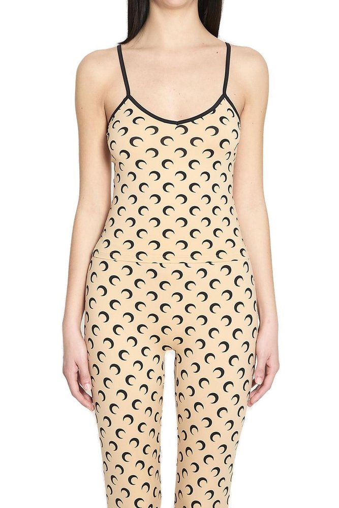 Marine Serre Moon Print Jersey Staps Top