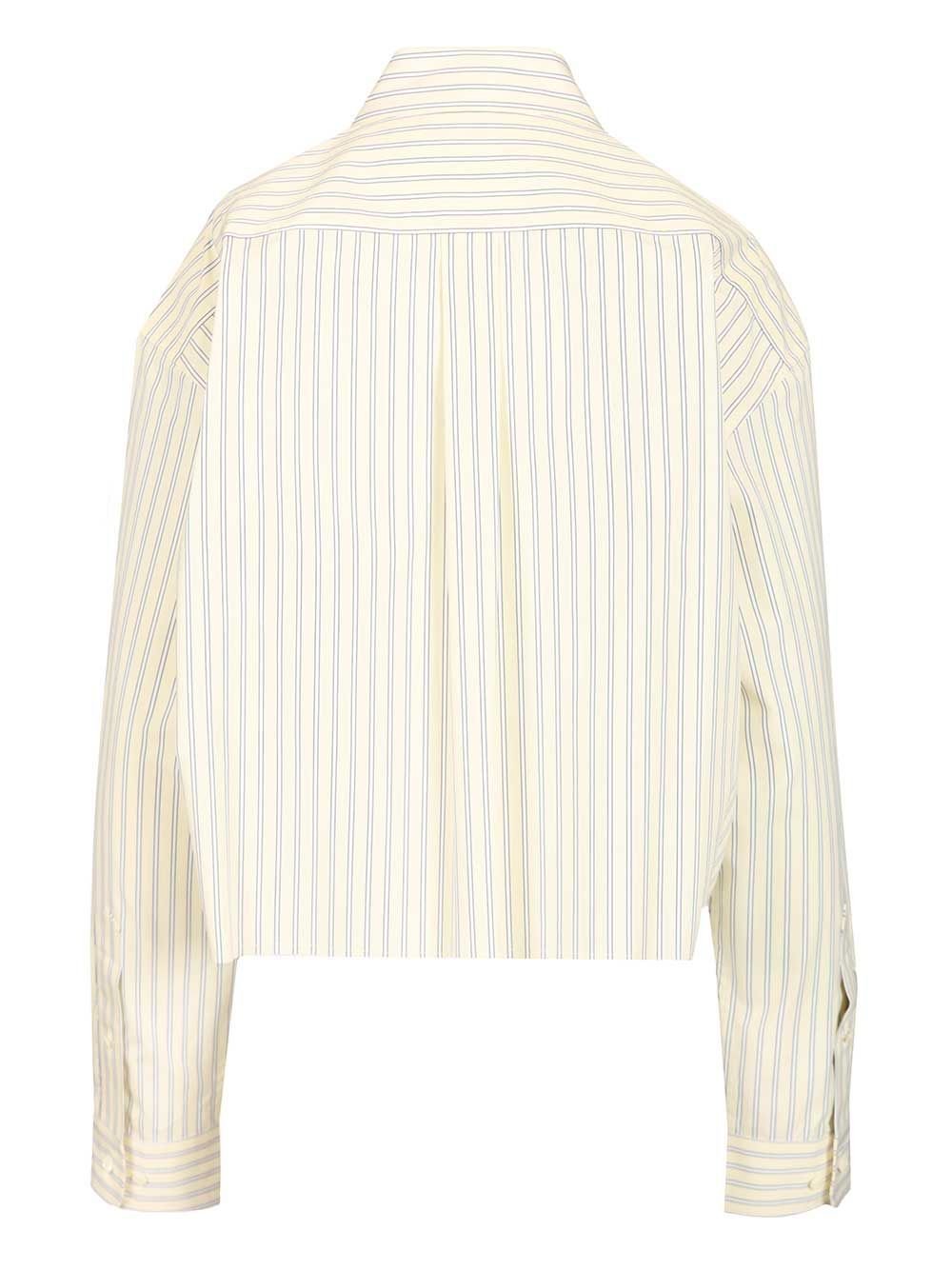 Miu Miu Logo-Embroidered Buttoned Striped Shirt